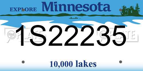 1S22235 Minnesota License Plate