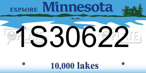 1S30622 Minnesota License Plate