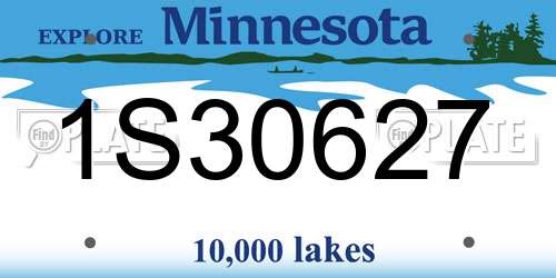 1S30627 Minnesota License Plate