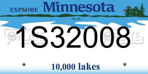 1S32008 Minnesota License Plate