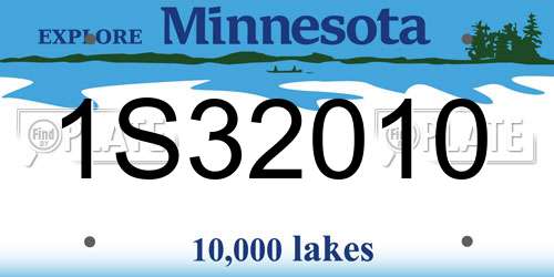 1S32010 Minnesota License Plate
