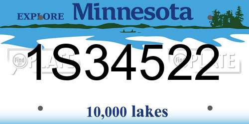 1S34522 Minnesota License Plate