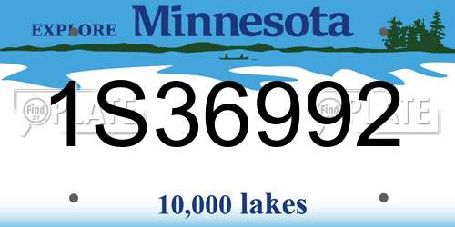 1S36992 Minnesota License Plate