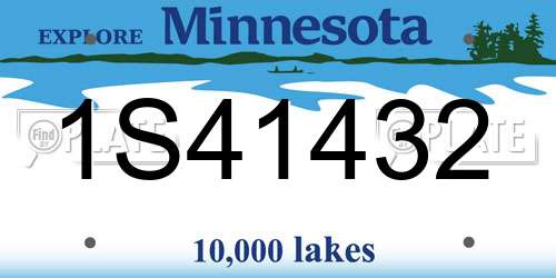 1S41432 Minnesota License Plate