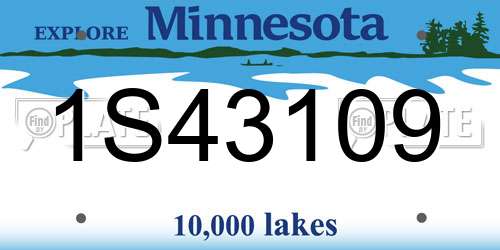 1S43109 Minnesota License Plate