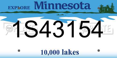 1S43154 Minnesota License Plate