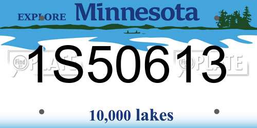 1S50613 Minnesota License Plate