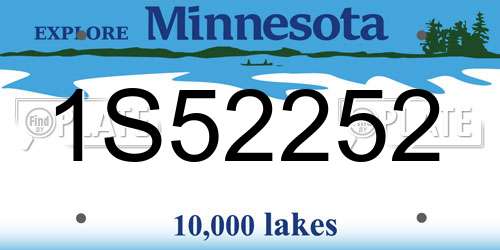 1S52252 Minnesota License Plate