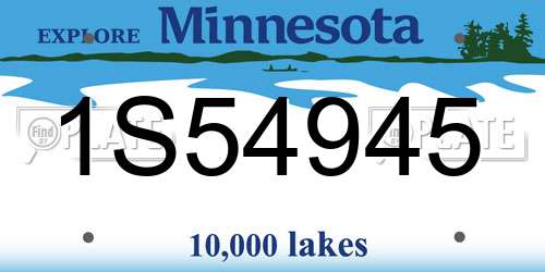 1S54945 Minnesota License Plate