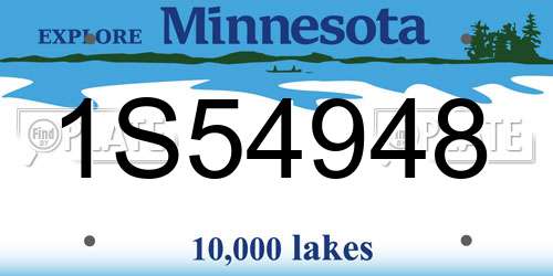 1S54948 Minnesota License Plate