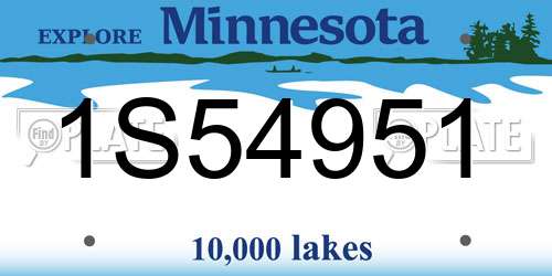 1S54951 Minnesota License Plate