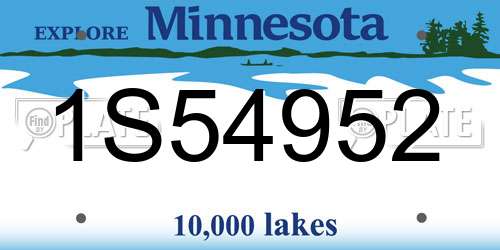 1S54952 Minnesota License Plate