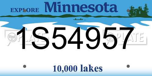 1S54957 Minnesota License Plate