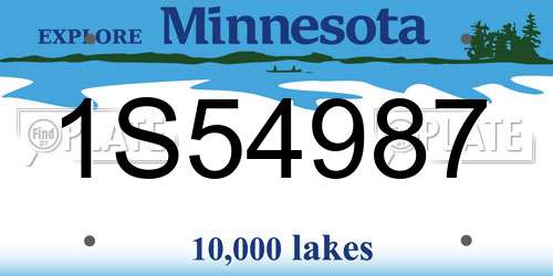 1S54987 Minnesota License Plate