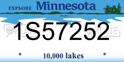 1S57252 Minnesota License Plate