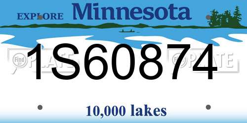 1S60874 Minnesota License Plate
