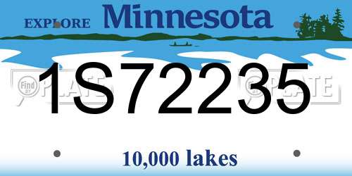 1S72235 Minnesota License Plate