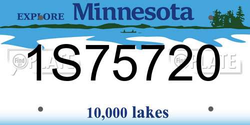 1S75720 Minnesota License Plate