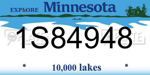 1S84948 Minnesota License Plate