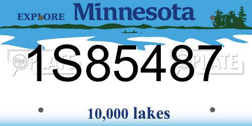 1S85487 Minnesota License Plate