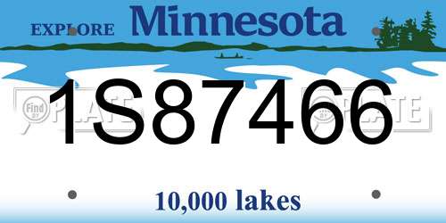 1S87466 Minnesota License Plate