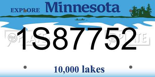1S87752 Minnesota License Plate