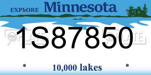 1S87850 Minnesota License Plate