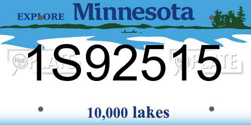 1S92515 Minnesota License Plate