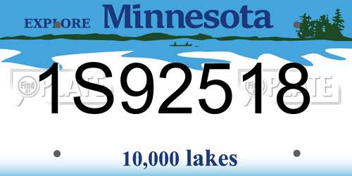 1S92518 Minnesota License Plate