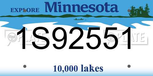 1S92551 Minnesota License Plate
