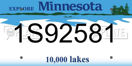 1S92581 Minnesota License Plate