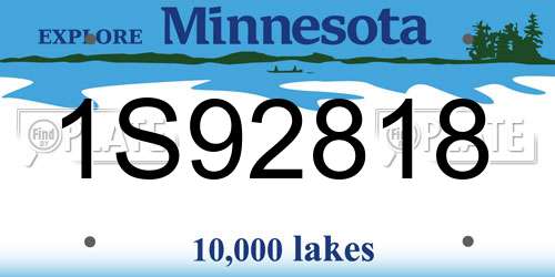 1S92818 Minnesota License Plate
