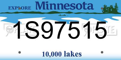 1S97515 Minnesota License Plate