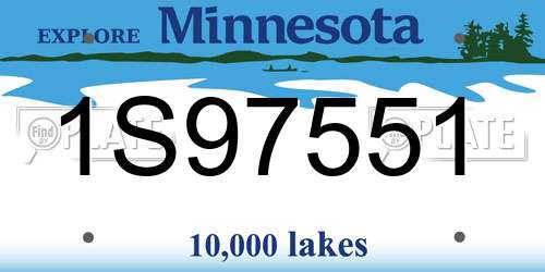 1S97551 Minnesota License Plate