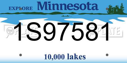 1S97581 Minnesota License Plate