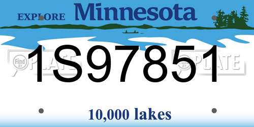 1S97851 Minnesota License Plate