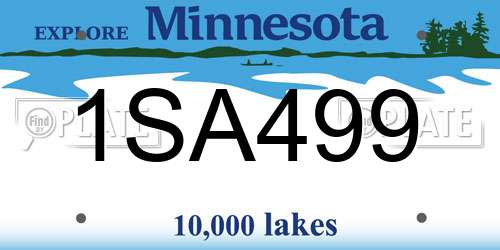 1SA499 Minnesota License Plate