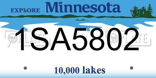 1SA5802 Minnesota License Plate