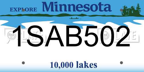 1SAB502 Minnesota License Plate