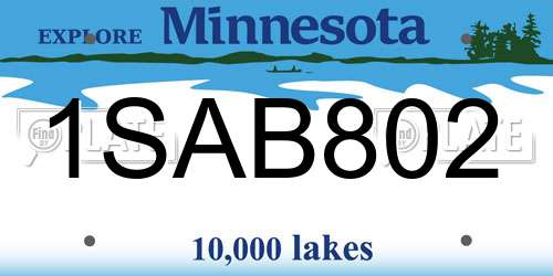 1SAB802 Minnesota License Plate
