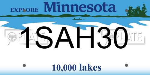 1SAH30 Minnesota License Plate