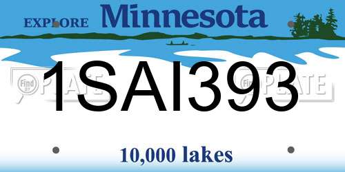 1SAI393 Minnesota License Plate