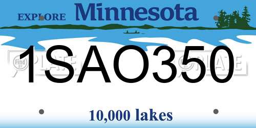 1SAO350 Minnesota License Plate