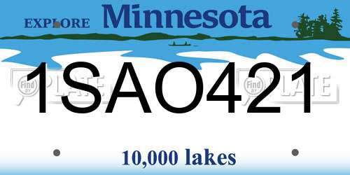 1SAO421 Minnesota License Plate