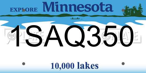1SAQ350 Minnesota License Plate
