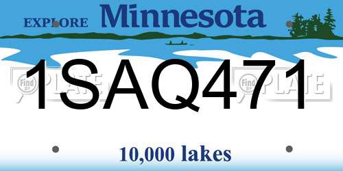 1SAQ471 Minnesota License Plate