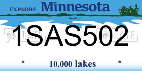 1SAS502 Minnesota License Plate