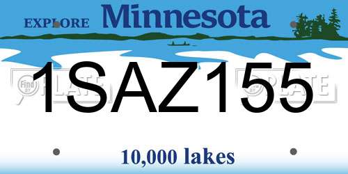 1SAZ155 Minnesota License Plate