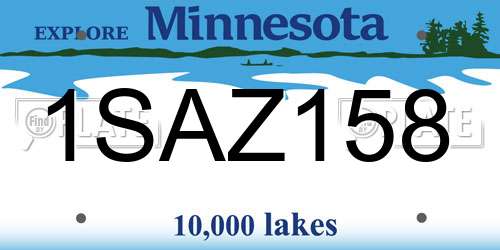 1SAZ158 Minnesota License Plate