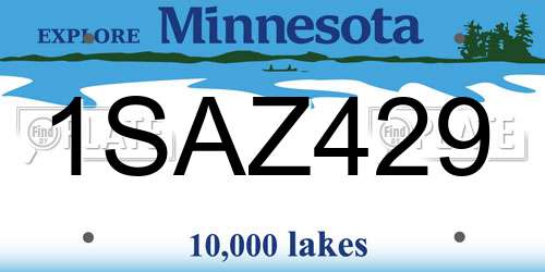 1SAZ429 Minnesota License Plate